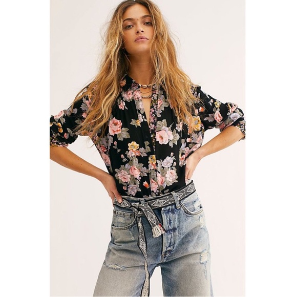 Free People Hold On To Me Printed Top Size XL - Picture 2 of 10
